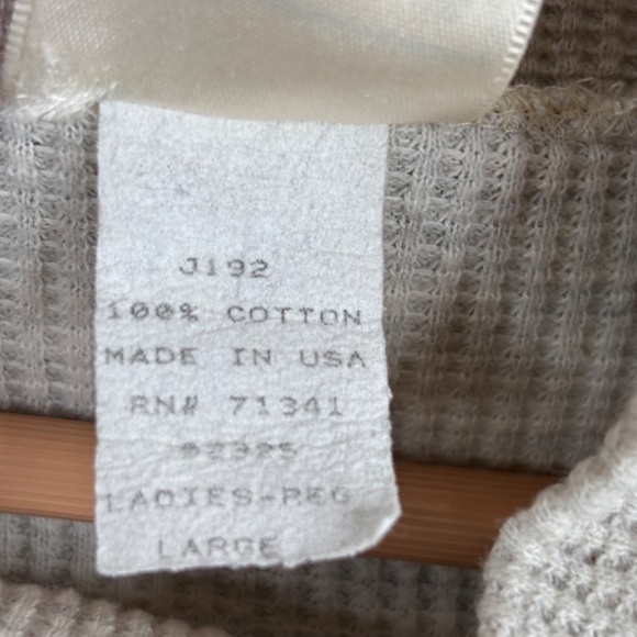VTG LL Bean Waffle Turtleneck L USA Fisherman Minimalist Oatmeal Sweatshirt - Picture 5 of 9
